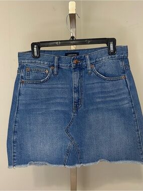 J. Crew Blue Denim Mini Skirt with Raw Hem
